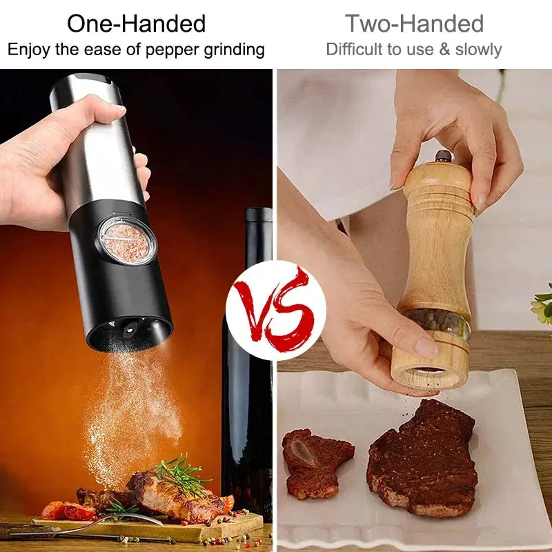 Electric Salt And Pepper Grinder Set | LED Light | USB Rechargeable | Two Pack