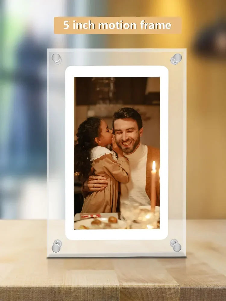 Cut Gift Acrylic Digitial Photo Frame video frame 5 inch IPS Screen 1000amh Battery 4G Memory support video picture play from PriceLows™