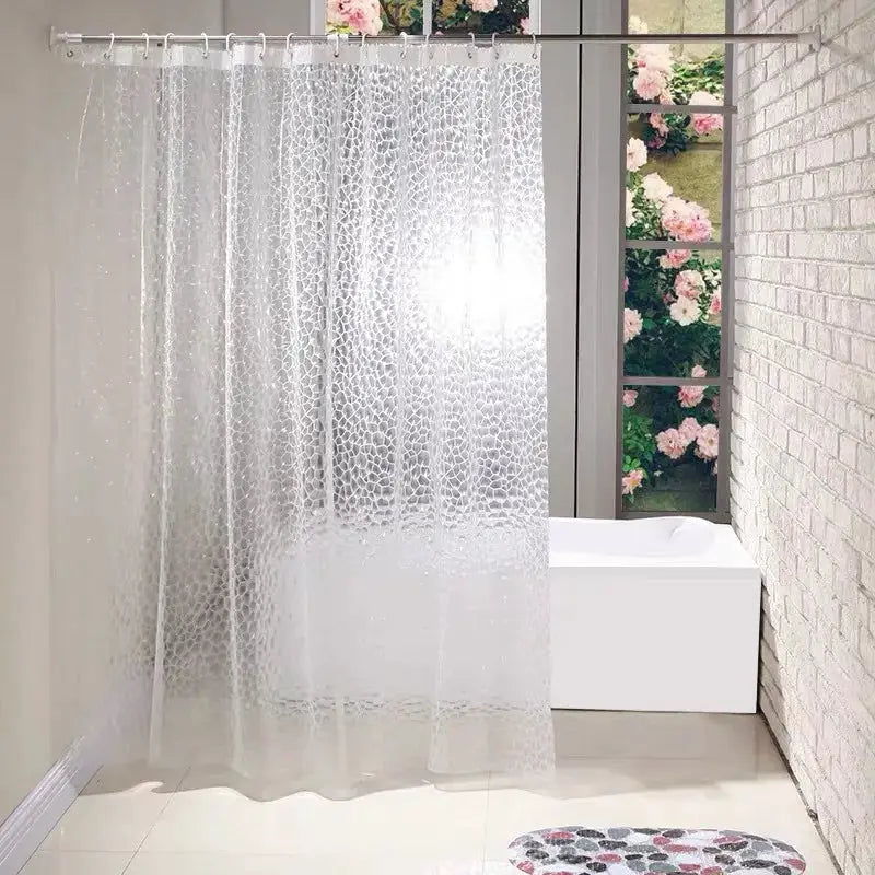 【 Water light glass 】 Translucent Water Cube shower curtain 3D three-dimensional ice crystal texture waterproof PEVA material from PriceLows™