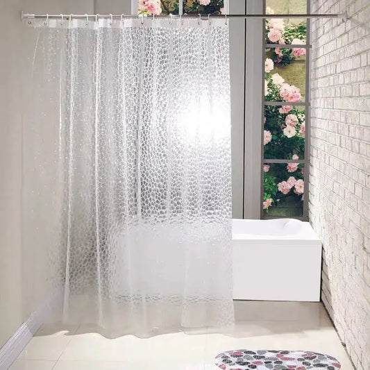 【 Water light glass 】 Translucent Water Cube shower curtain 3D three-dimensional ice crystal texture waterproof PEVA material from PriceLows™