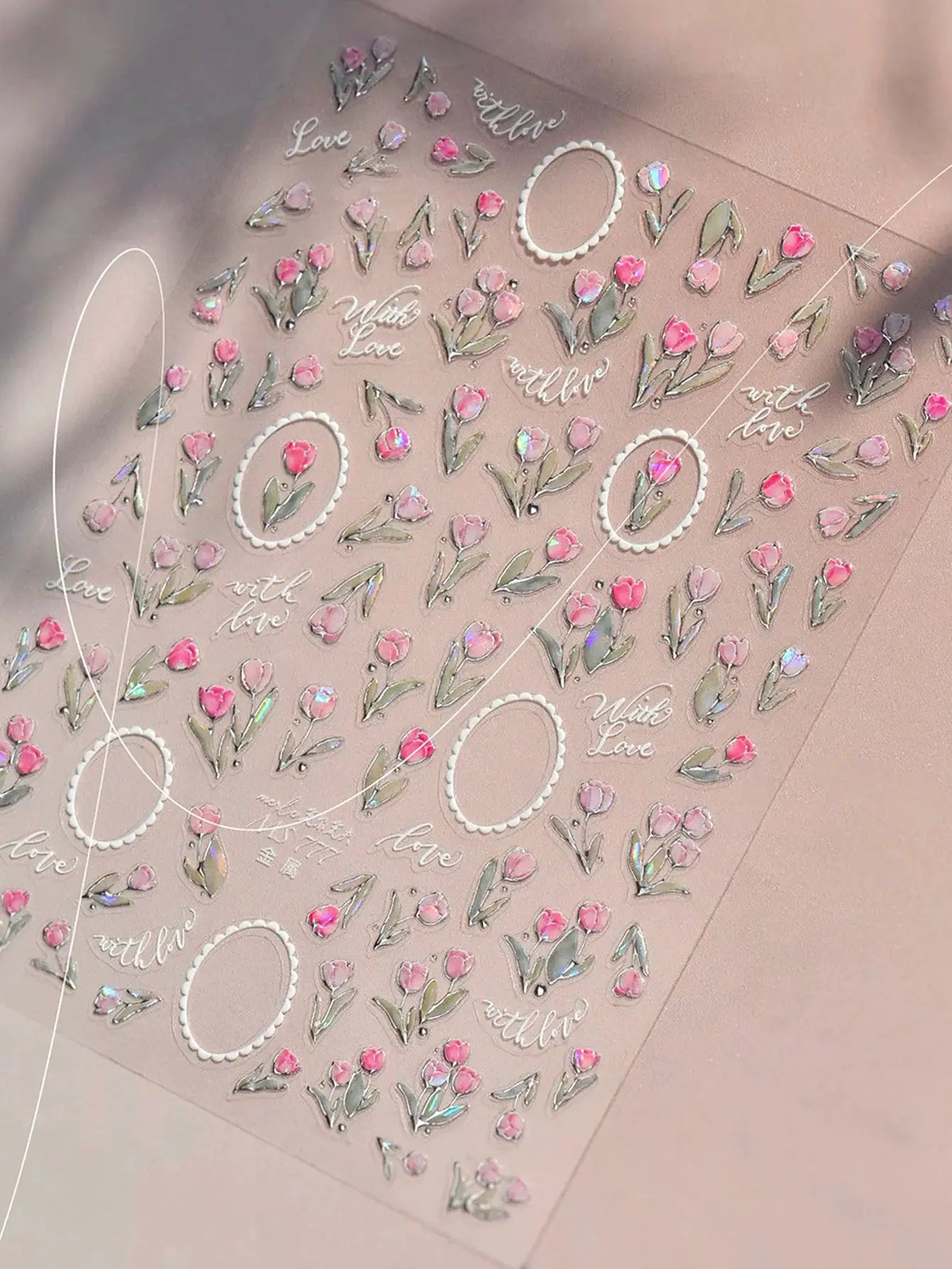 TSZS Spring Flower tulip Cherry blossoms Nail Art Stickers Self-adhesive INS 5D Pink White Flower Nail Decals from PriceLows™