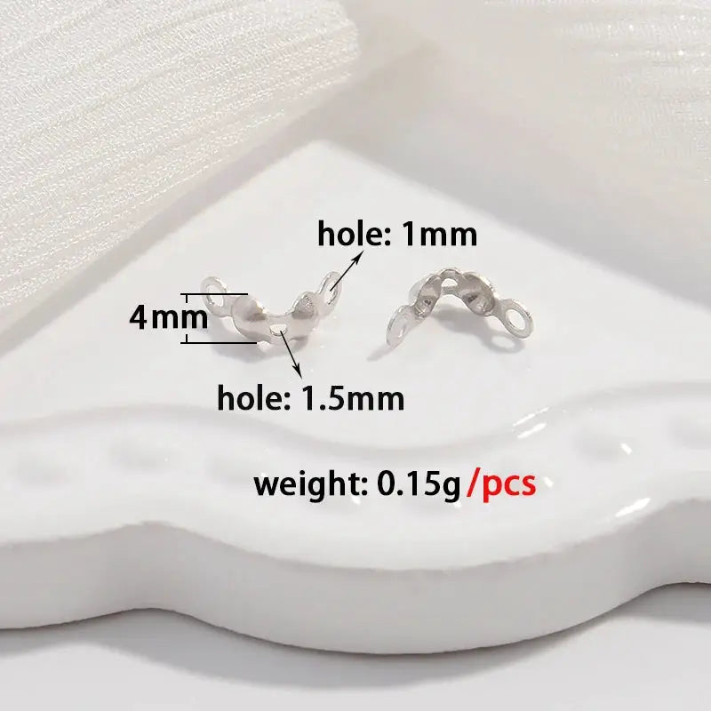 S925 Sterling Silver Bead Caps | End Crimps For Bracelet Necklace Diy Jewelry Making