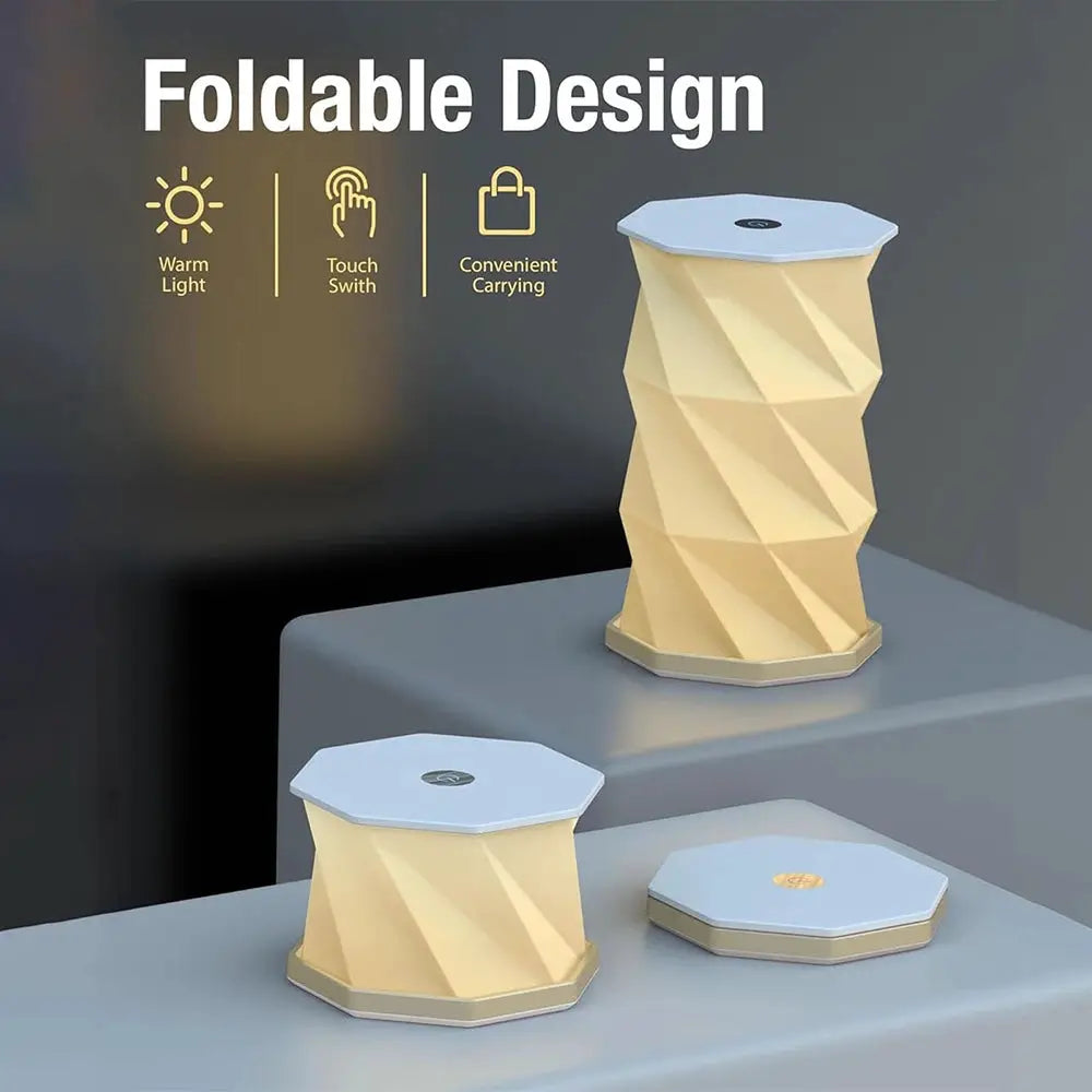 Rotating Foldable Night Light Paper Lantern Portable Atmosphere Light LED Touch Dimmer Bedhead Decoration Gift Table Book Light from PriceLows™