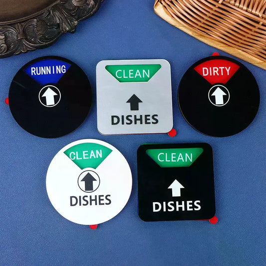 Dishwasher Clean Dirty Magnet | Acrylic Sign | Magnetic Backing | Black