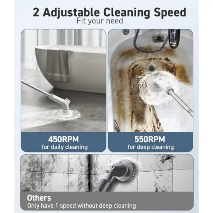 Electric Spin Scrubber | 3 Angles | 2 Speeds | 3 Brush Heads