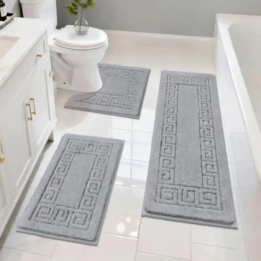 Bathroom Rugs Sets 3 Pcs Non Slip Washable, Absorbent Microfiber Bath Mats for Bathroom Shower Rug Runner Quick Dry, Plush Supe from PriceLows™