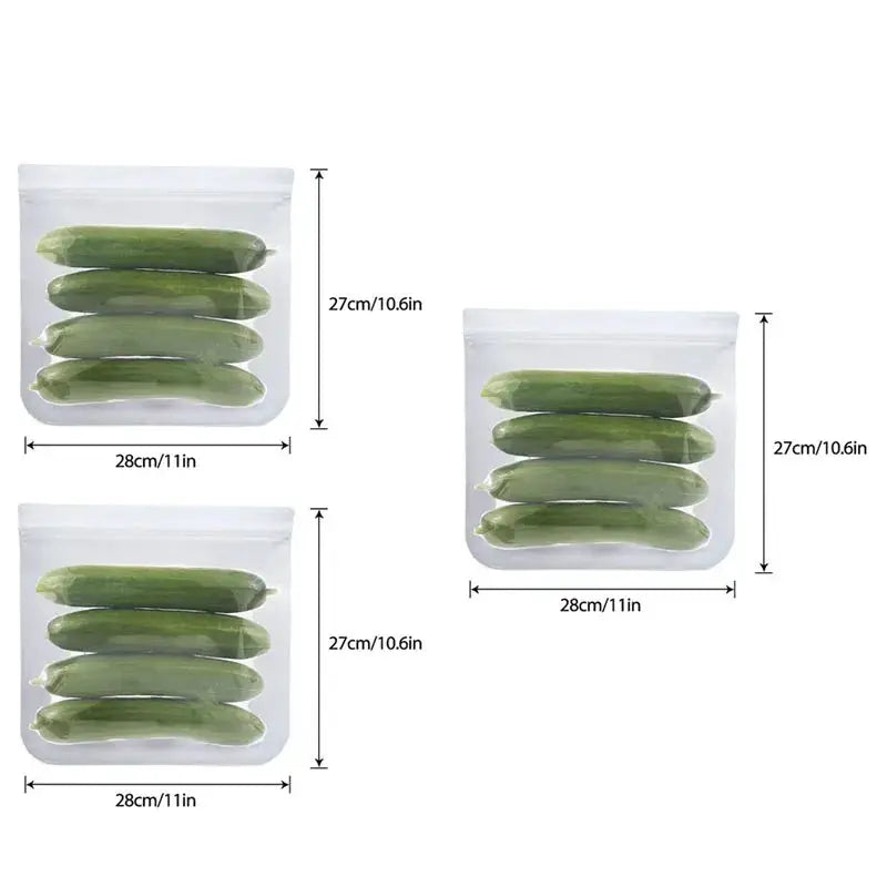 Silicone Food Storage Bags | Stand Up Zip | Leakproof Reusable | 1/2/3/4 Pcs