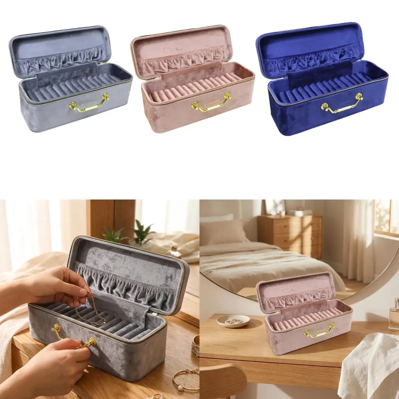 Bracelet Case Jewelry Organiser 15 Slots Gift Velvet Portable Presentation Box for Retail Stores Anniversary Art Craft Fairs from PriceLows™
