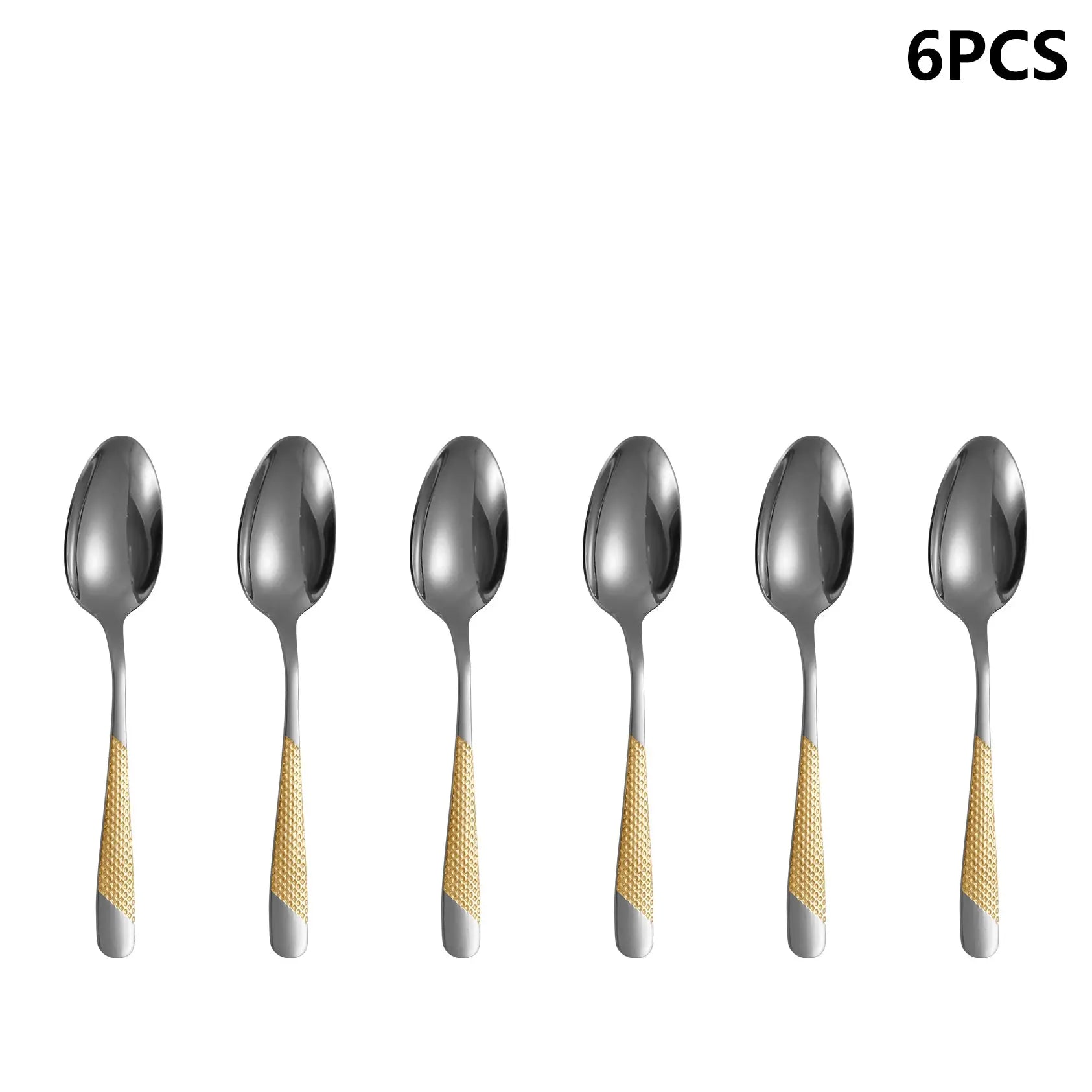 4/6/16/24pcs Stainless steel cutlery set Star Diamond series gold-plated handle cutlery including knife, fork and spoon Western from PriceLows™