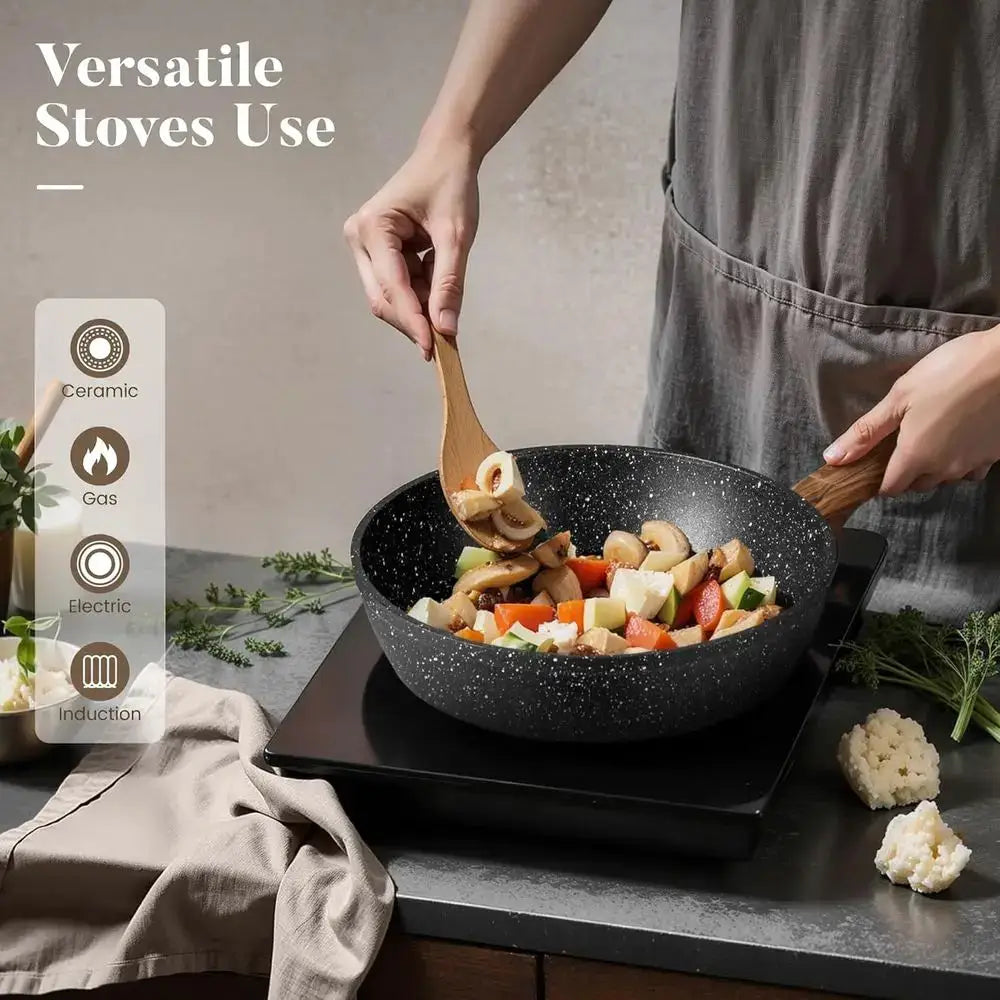 12-Piece Black Non-Stick Pots and Pans Set, Kitchen Induction Cookware, Premium Nonstick Cooking Set from PriceLows™