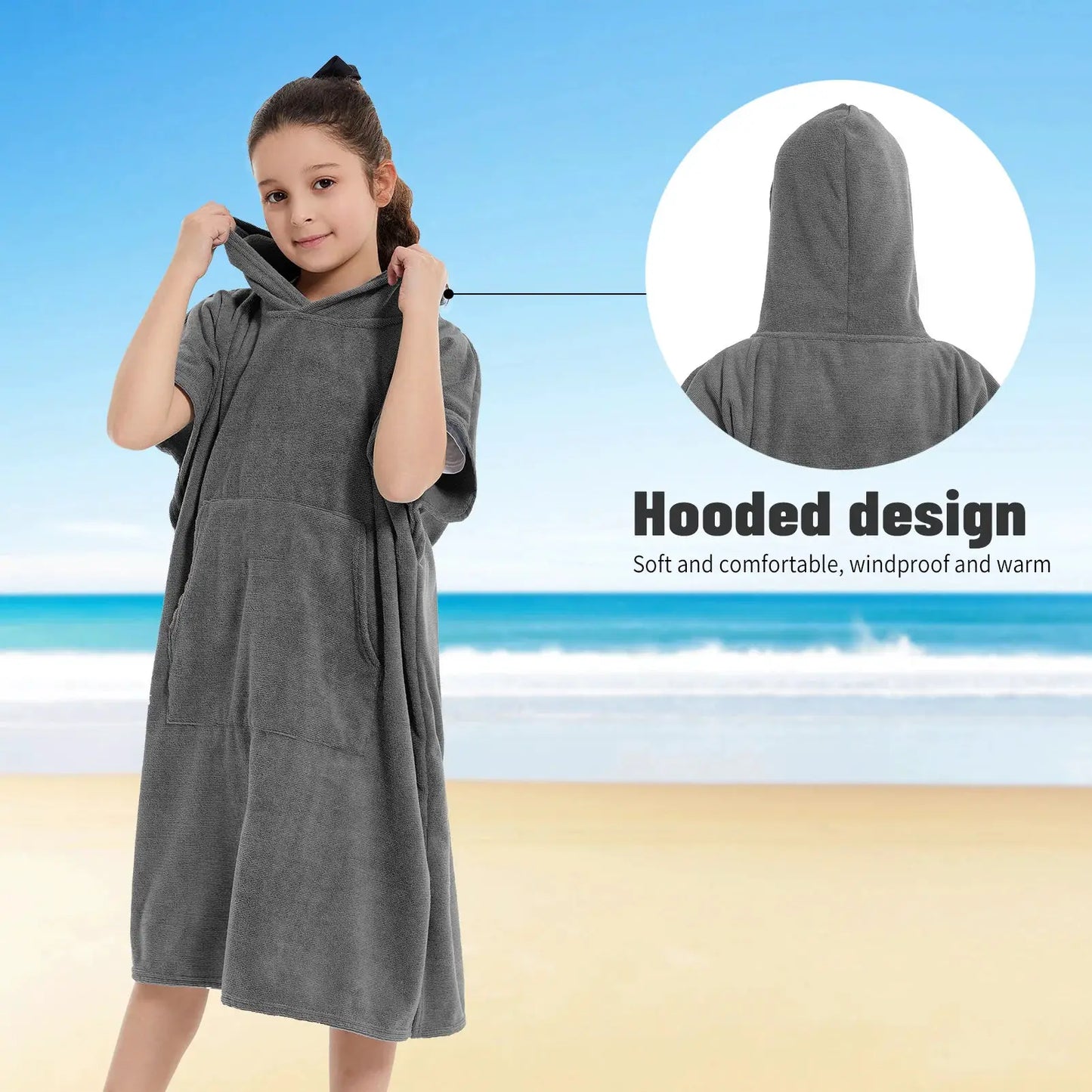 Kids Hooded Bath Towel Robe | Quick Dry | Super Absorbent | 4 Colors