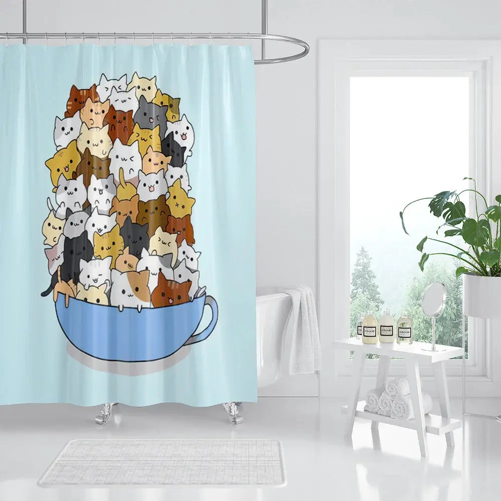 Animal Shower Curtain, Cartoon Cat Dog Bathtub Shower Cute Kids Boys Girls Bathroom Decorative Shower Curtains from PriceLows™