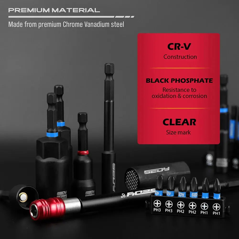 SEDY 80-Piece Premium Magnetic Impact Nut Driver Set Metric & SAE with Socket Adapters, Bit Holder, Wing Nut Driver, Power Bits from PriceLows™