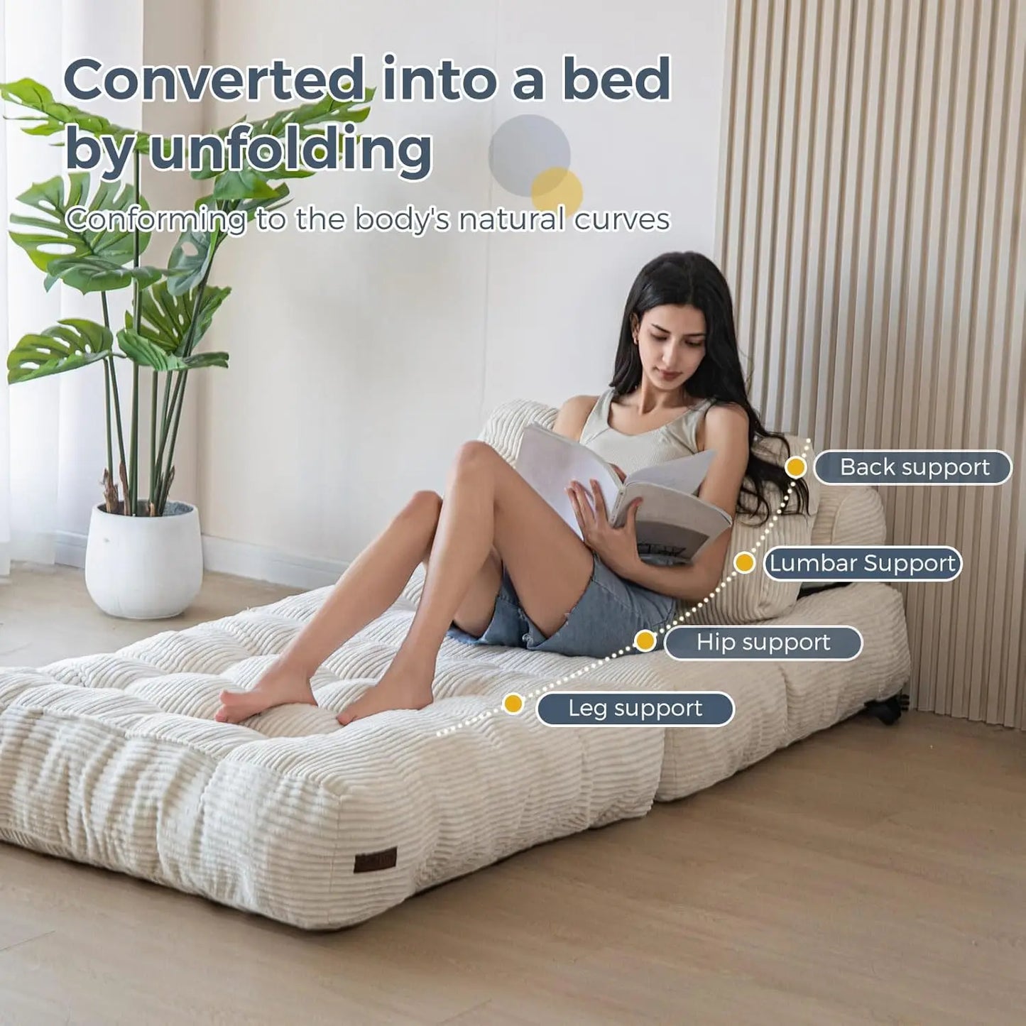 Folding Sofa Bed | Convertible Sleeper Chair | Foldable Mattress | Single Size