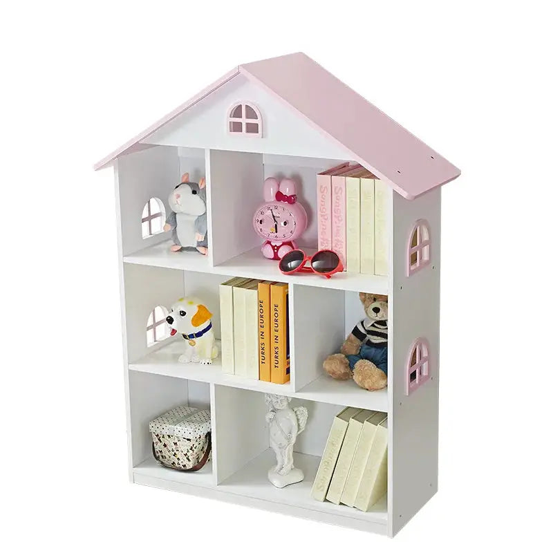 Wooden Dollhouse Bookshelf 3-Tier Doll House Bookcase Kids Books Toys Storage Organizer Shelves for Children's Bedroom Playroom from PriceLows™
