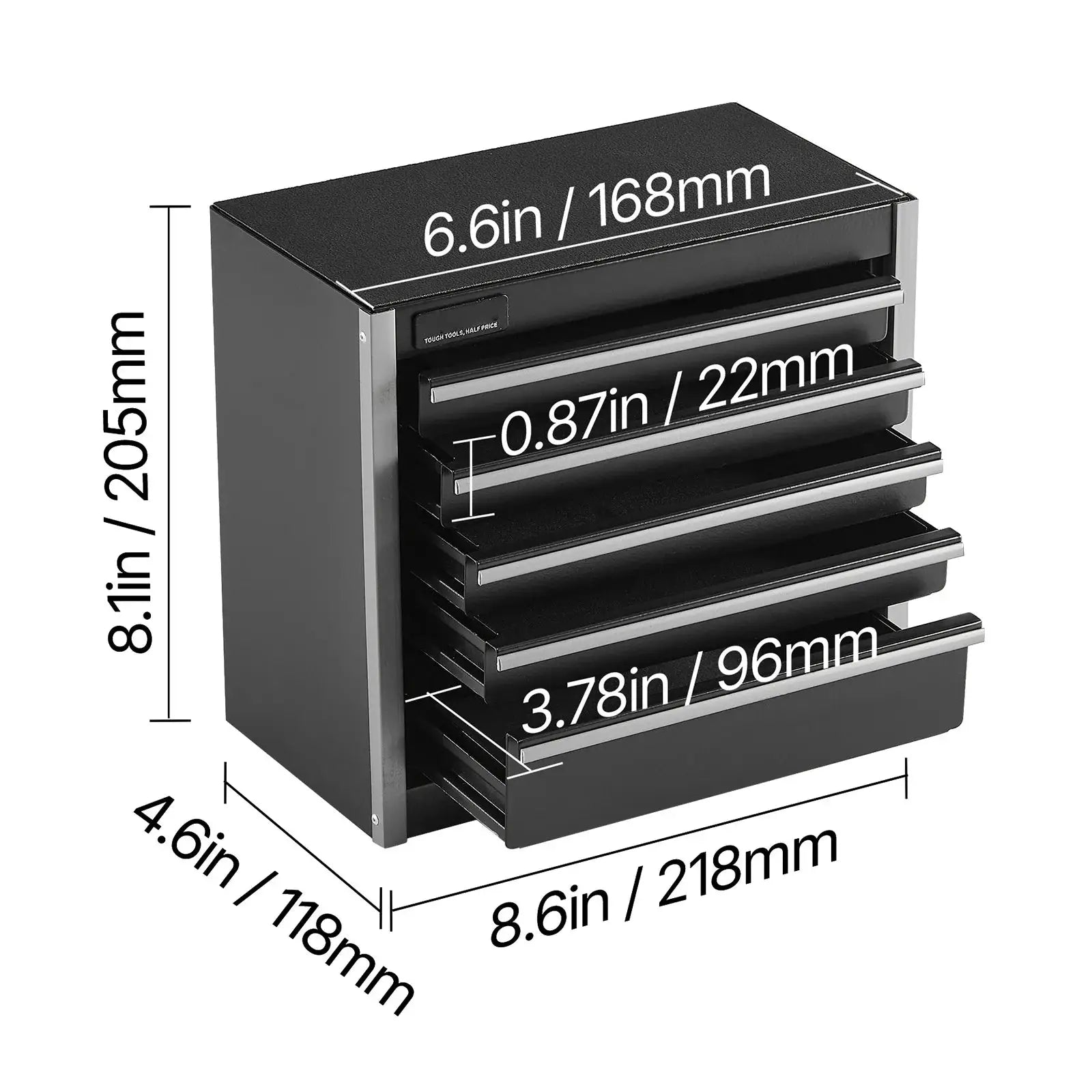 SucceBuy 5-Drawer 8.6in Metal Tool Box Red/Black Portable Small Tool Chest with PP Feet Pads for Garage Workshop Tools Storage from PriceLows™