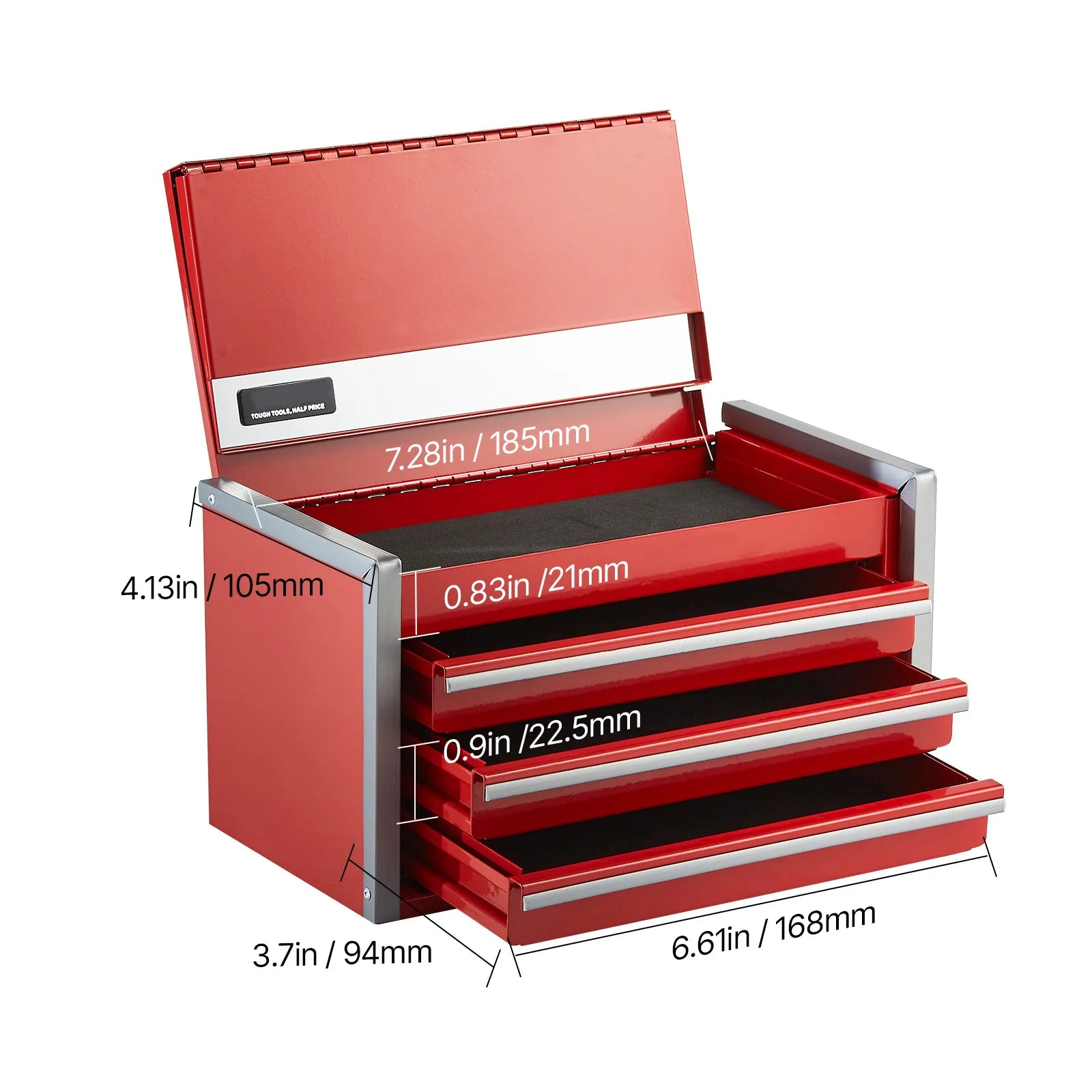 SucceBuy 8.6in 3 Drawers Metal Tool Box Portable Tools Chest with Feet Pads & Ball Bearing Powder Coated Tool Storage for Garage from PriceLows™
