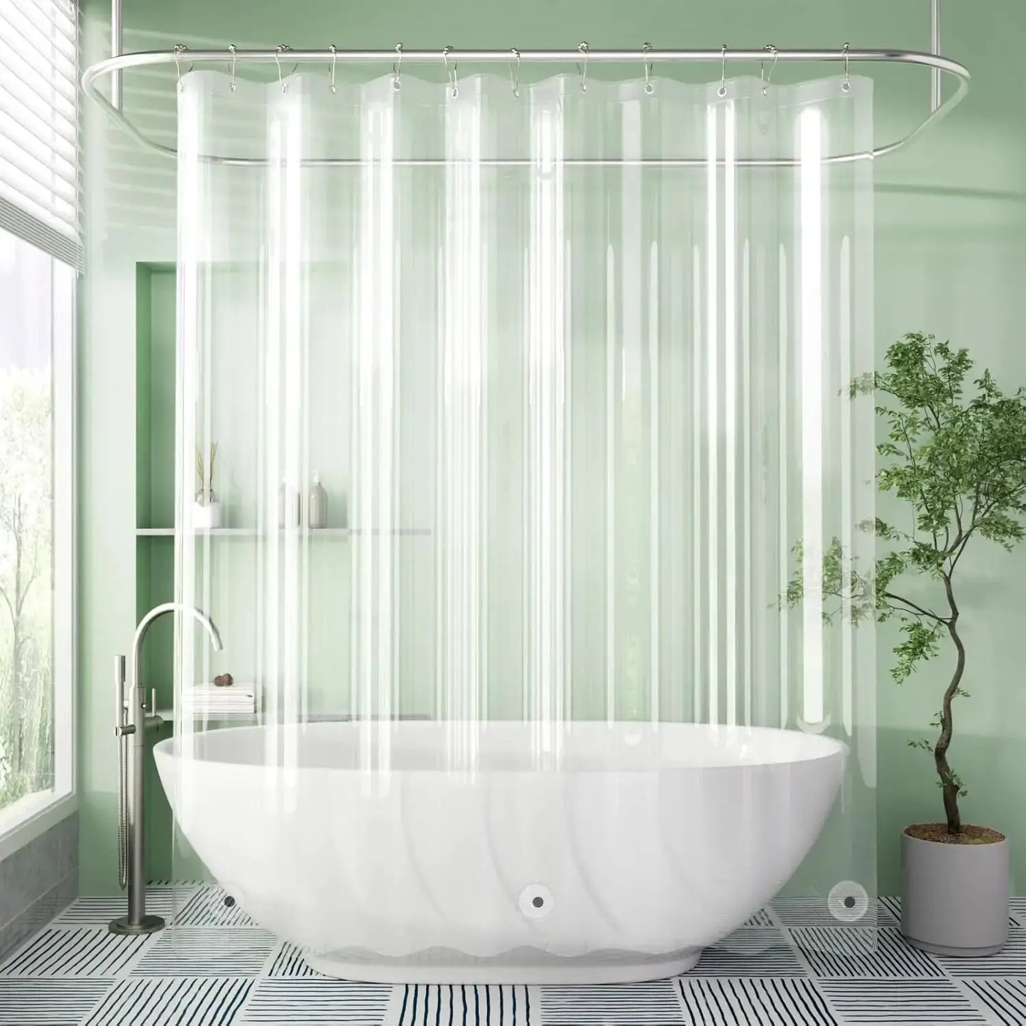 Transparent PEVA Shower Curtain - Waterproof with Magnetic Weights, Stain Resistant & 12 Rustproof Grommets from PriceLows™