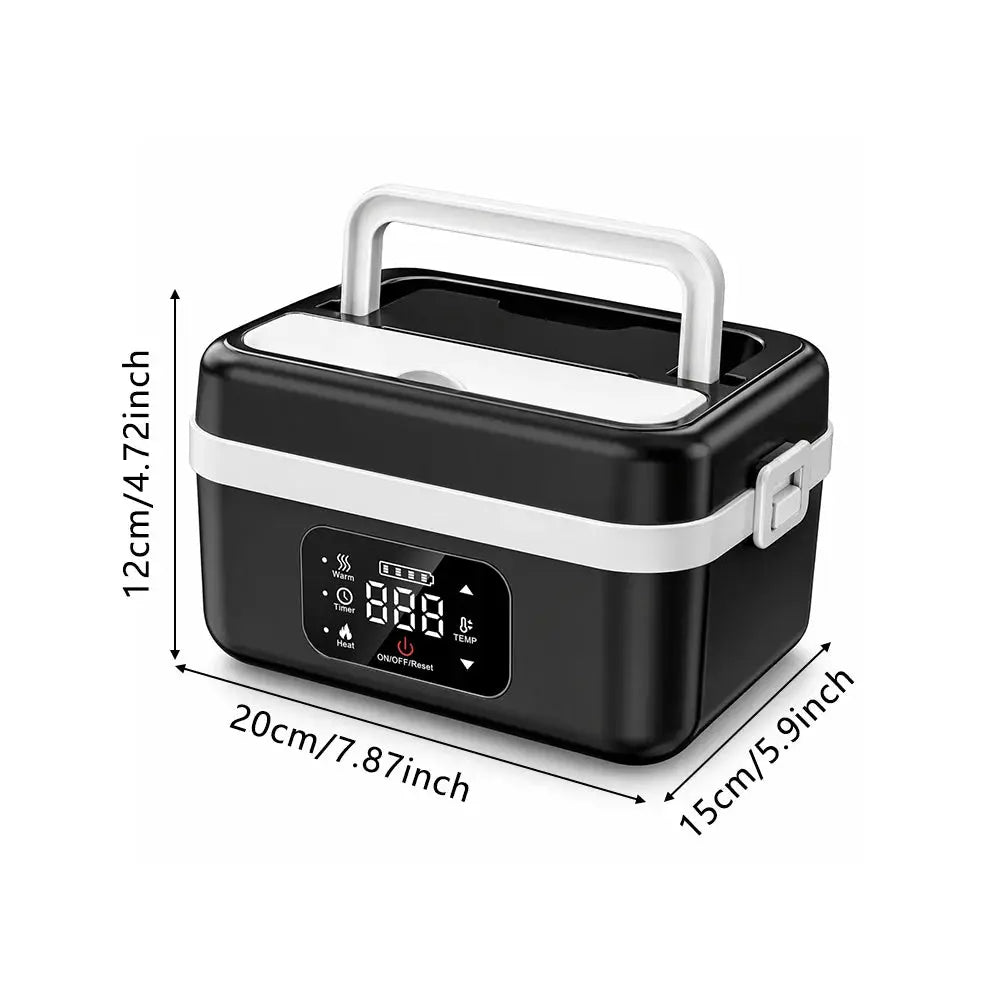 Wireless Heated Lunch Box, 60W Fast Heating 8000mAh Rechargeable Electric Lunch Box, 1L Stainless Steel Portable Food Warmer for Office Work School from PriceLows™