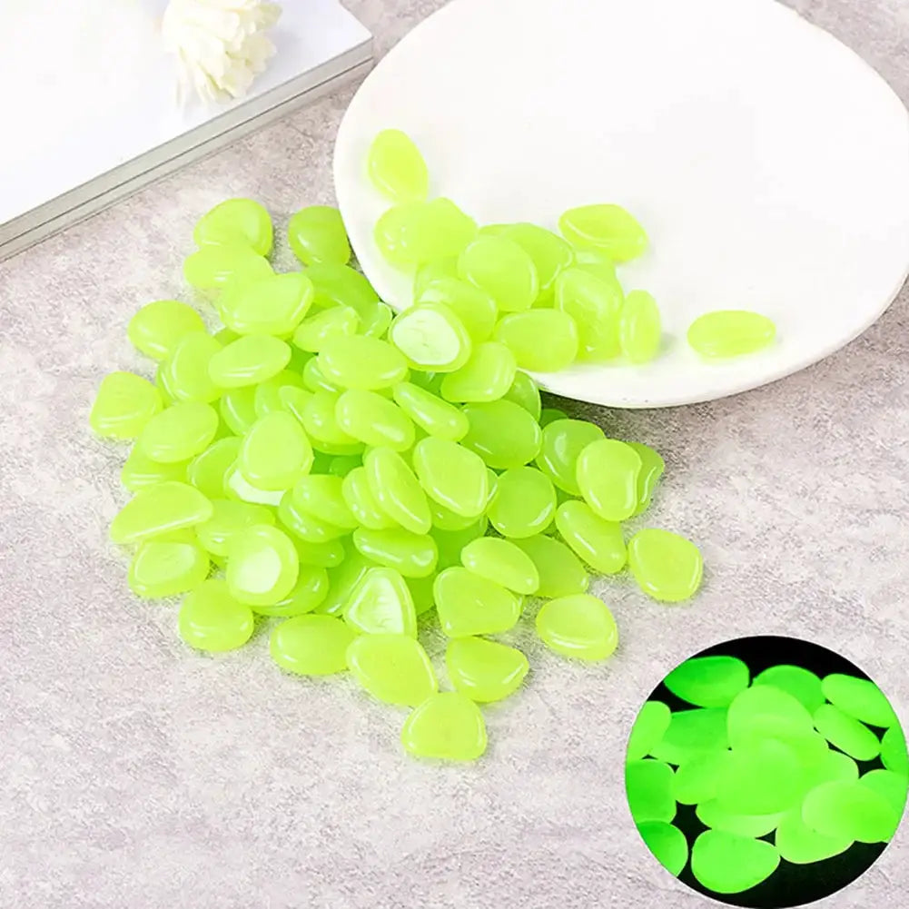 100Pcs Pebbles Glow In The Dark Pebbles Glowing Stones Fish Tank Aquarium Decor Rocks Pebbles for Garden Yard Patio DIY Stones from PriceLows™
