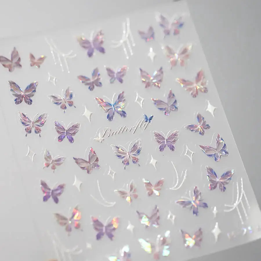 1Pcs 5D Embossed Aurora Butterfly Nail Art Stickers Self Adhesive Decals For Nails Decoration DIY 3D Acrylic Nail Supplies Parts from PriceLows™