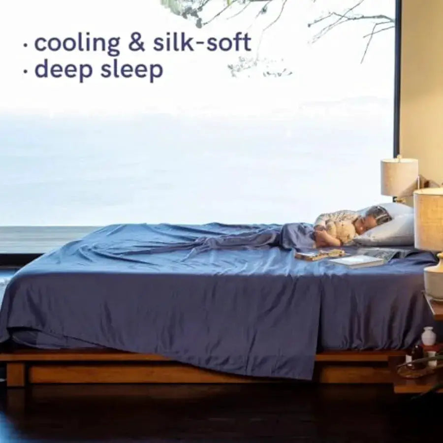 Cooling Bed Sheet Set with 100 Percent Rayon Derived from Bamboo, 500TC Fabric with 2 Pillowcases and Flat Sheet, Deep Pocket F from PriceLows™