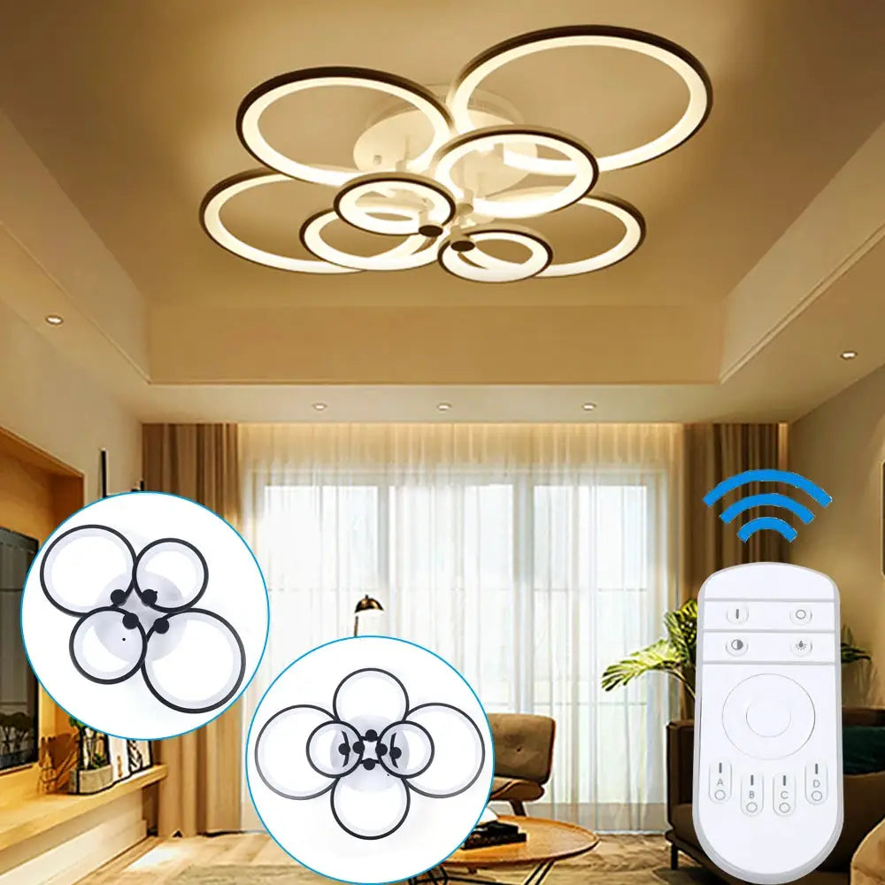 4/6/8 Heads Acrylic Modern LED Ceiling Light Flush Mount Stepless Dimming Lamp Chandelier Living Room Bedroom Indoor Lighting from PriceLows™