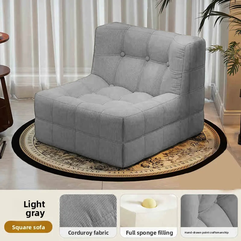 Retro Block Lazy Sofa | Corduroy Fabric | Sponge Filling | Single