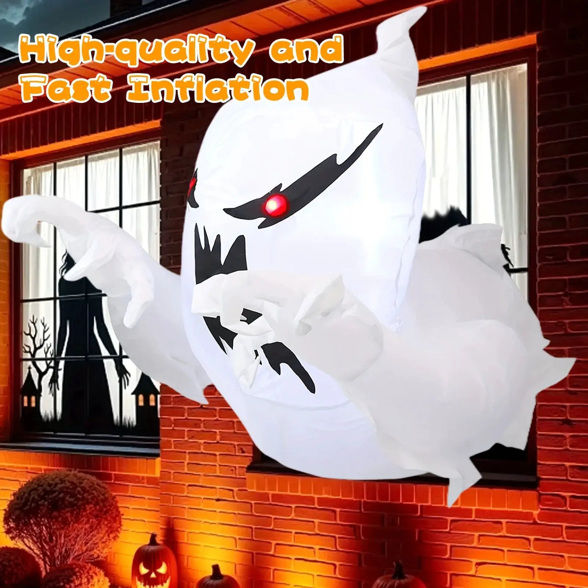 Inflatable Ghost Decoration | 3.3 Ft Outdoor | Built In Led | Halloween Prop
