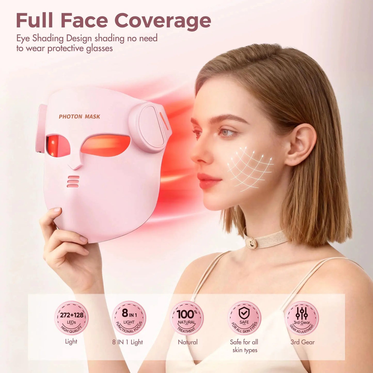 Portable Silicone LED Face Mask 8 Colors LED Red Light Near Infrared Therapy Facial Mask Repair Skin Wireless Use at Home from PriceLows™