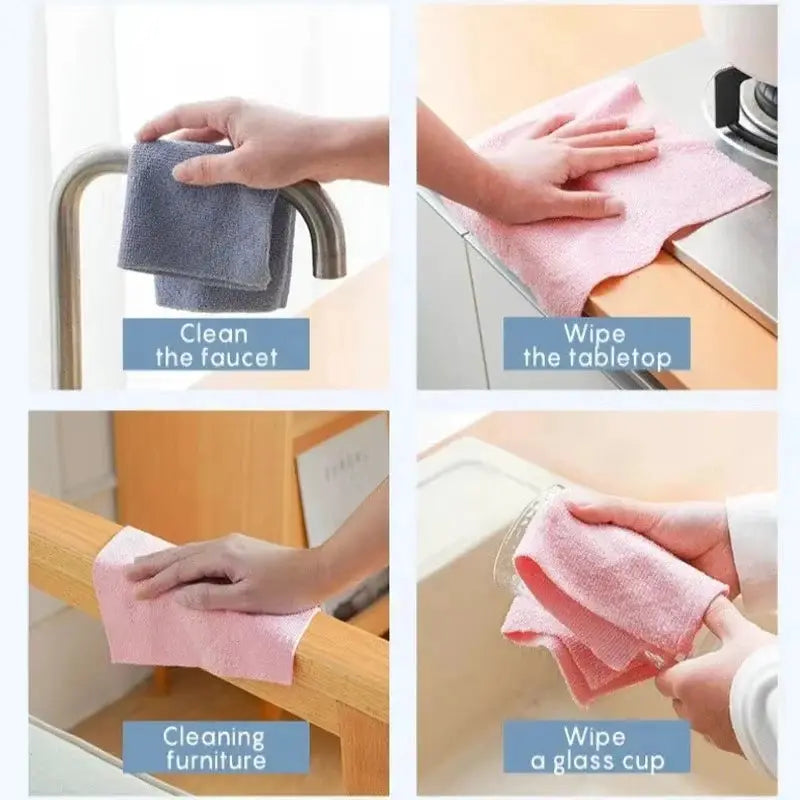 Reusable Cleaning Wipe Household Kitchen Cloth Microfiber Towel Rolls Dish Rags Wash Paper Towel Replacement 1 Roll of 20 Sheets from PriceLows™