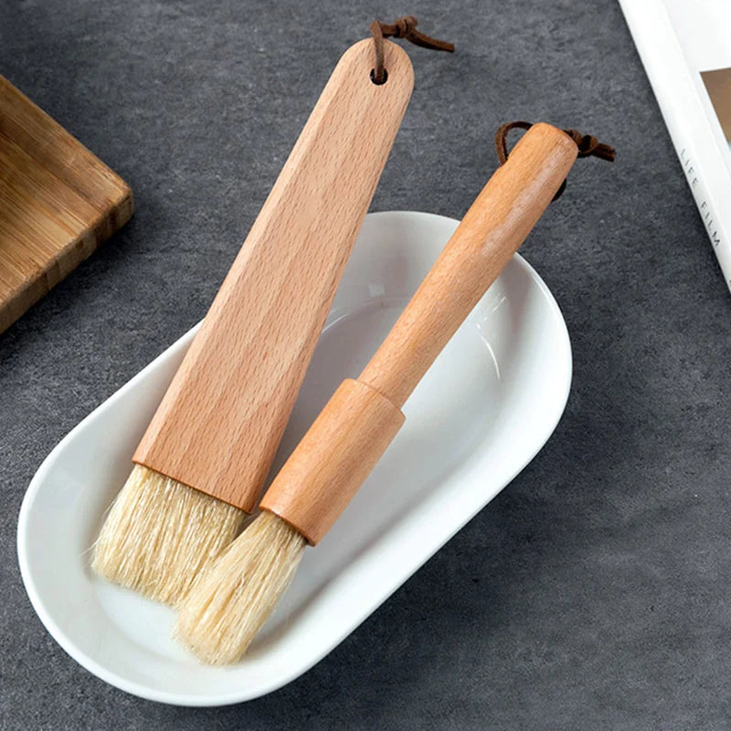Basting Brush Set | Natural Wood Handle | Heat Resistant | 2 Piece Set