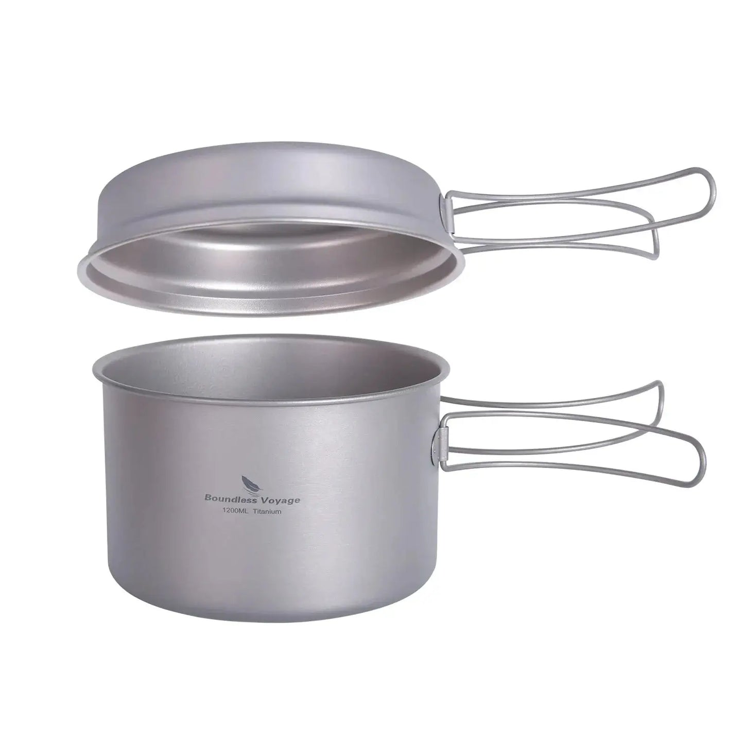 Titanium Pot Pan Set | Pot 1000ml | Foldable Handles | Pot 14cm, Pan 14.4cm