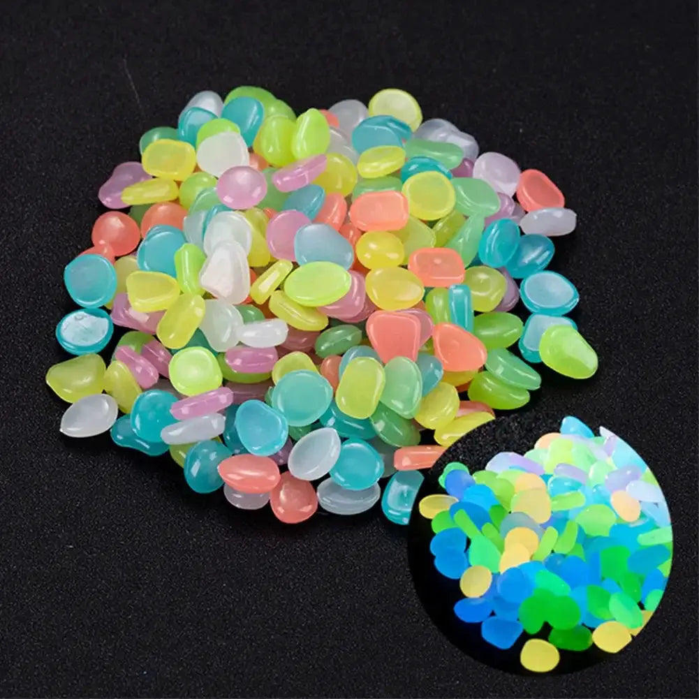 100Pcs Pebbles Glow In The Dark Pebbles Glowing Stones Fish Tank Aquarium Decor Rocks Pebbles for Garden Yard Patio DIY Stones from PriceLows™