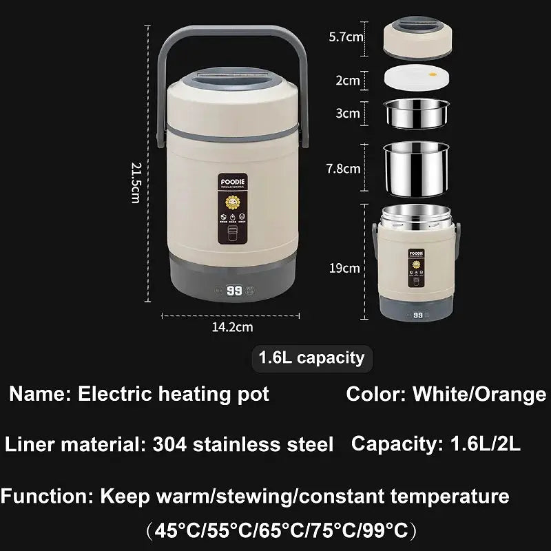 100-240V Electric Lunch Box 12V Car Rice Cooker Portable 304 Stainless Steel Double Layer Linner Thermal Insulation Lunch Box from PriceLows™