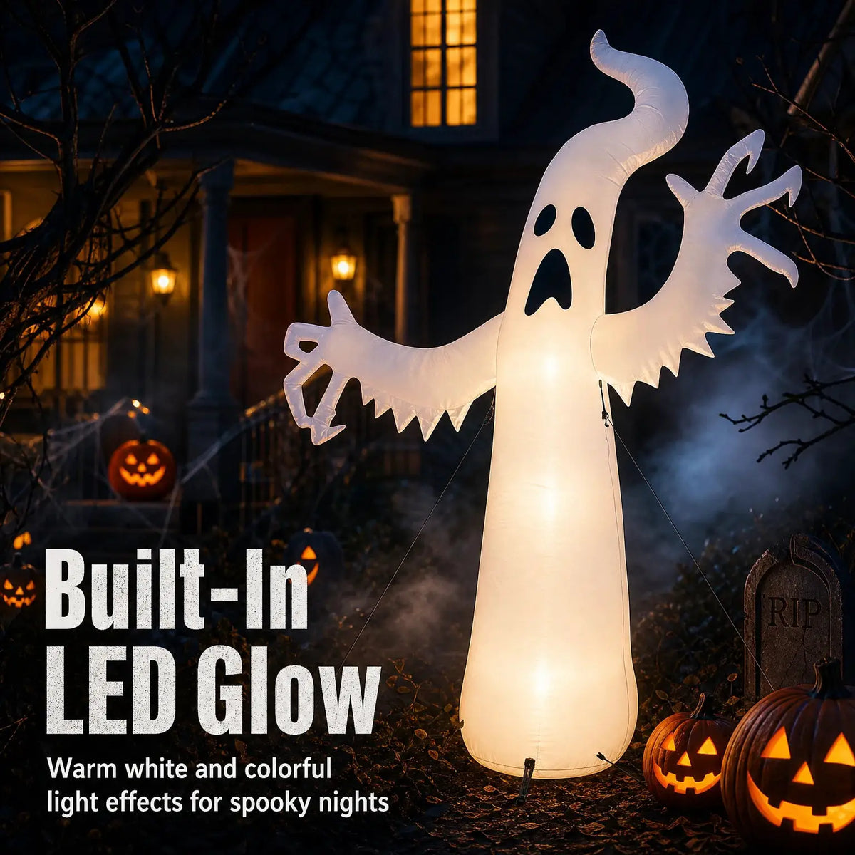 Inflatable Halloween Ghost | Pvc Outdoor Panel | Weather Resistant Finish | Large