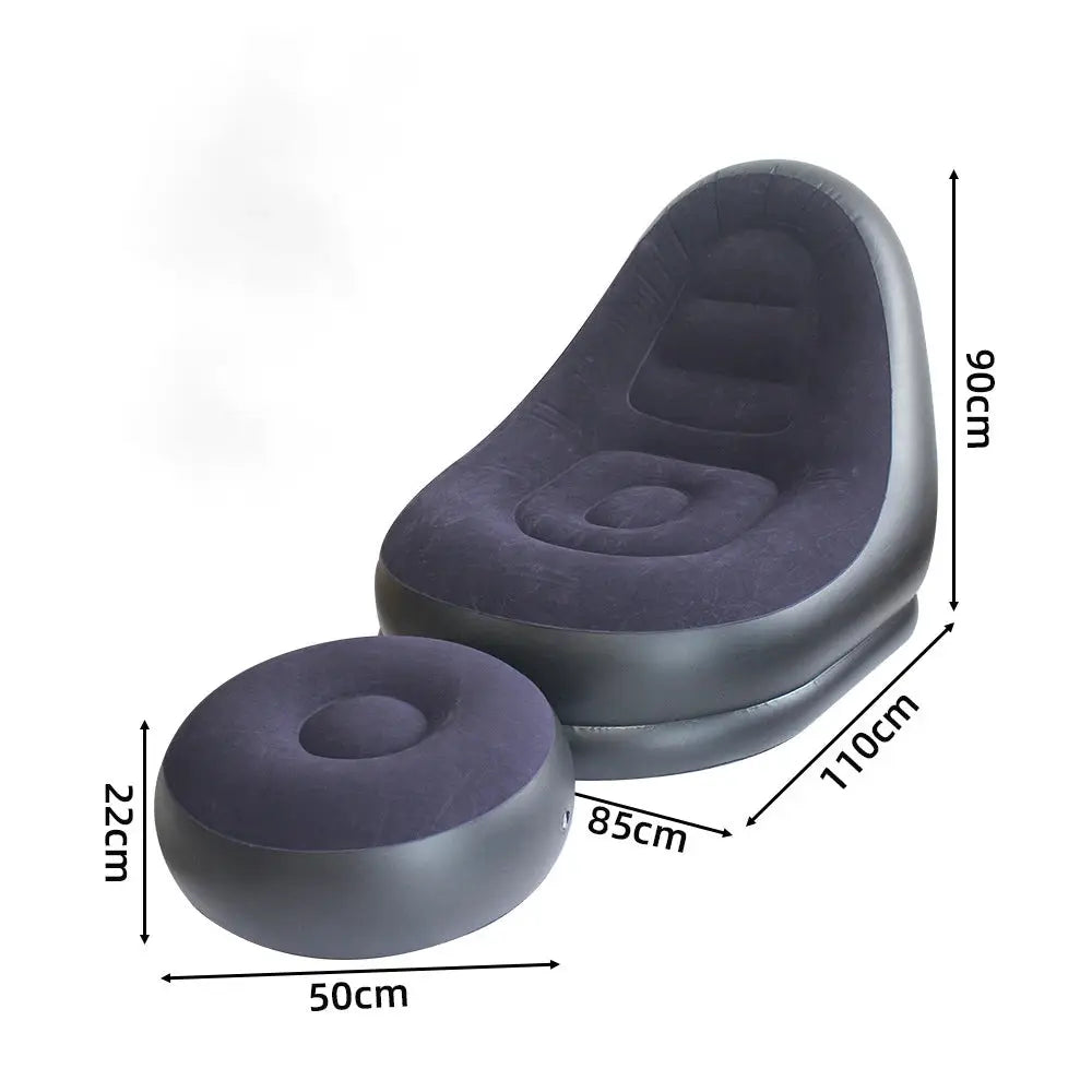 Inflatable Flocking Lazy Sofa Set | Portable Foldable | With Stool | Outdoor