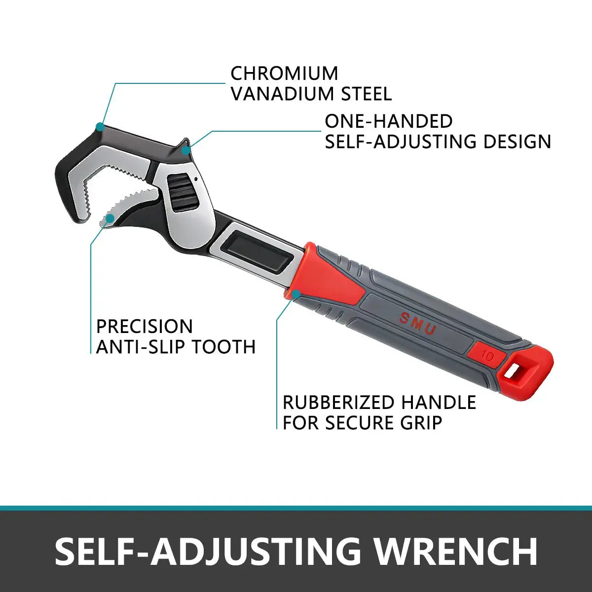 Adjustable Pipe Wrench Set Self-Tightening Jaw Multifunctional Spanner for Plumbing Automotive Home Repair with Storage Bag from PriceLows™