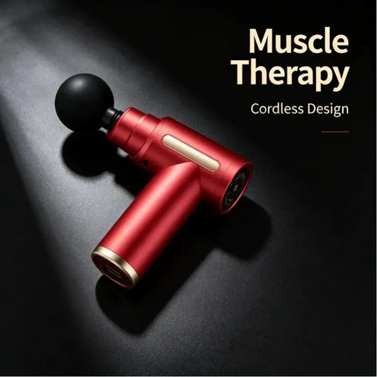 Portable Wireless Massage Gun Electric Deep Tissue Relaxer LED Screen 4 Massage Heads 1200mAh Battery for Body Pain Relief from PriceLows™