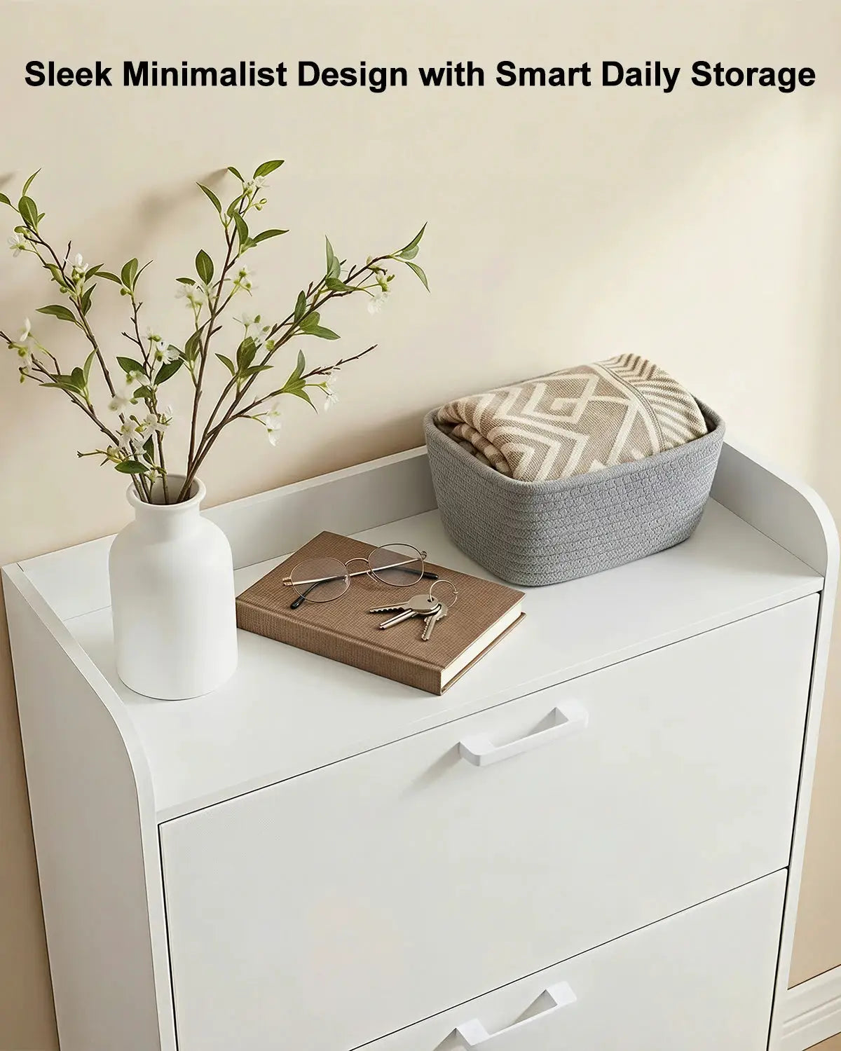 Shoe Cabinet with 3 Flip Drawers, Slim Wooden Shoe Storage Organizer for Entryway, Hallway & Living Room from PriceLows™