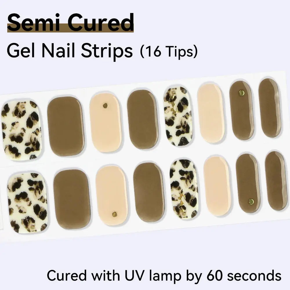 16strips Cartoon UV/LED Semi Cured Gel Nail Strips Pink Glitter Cat Eye Self-Adhesive Gel Nail Wraps Full Cover UV Nail Sticker from PriceLows™