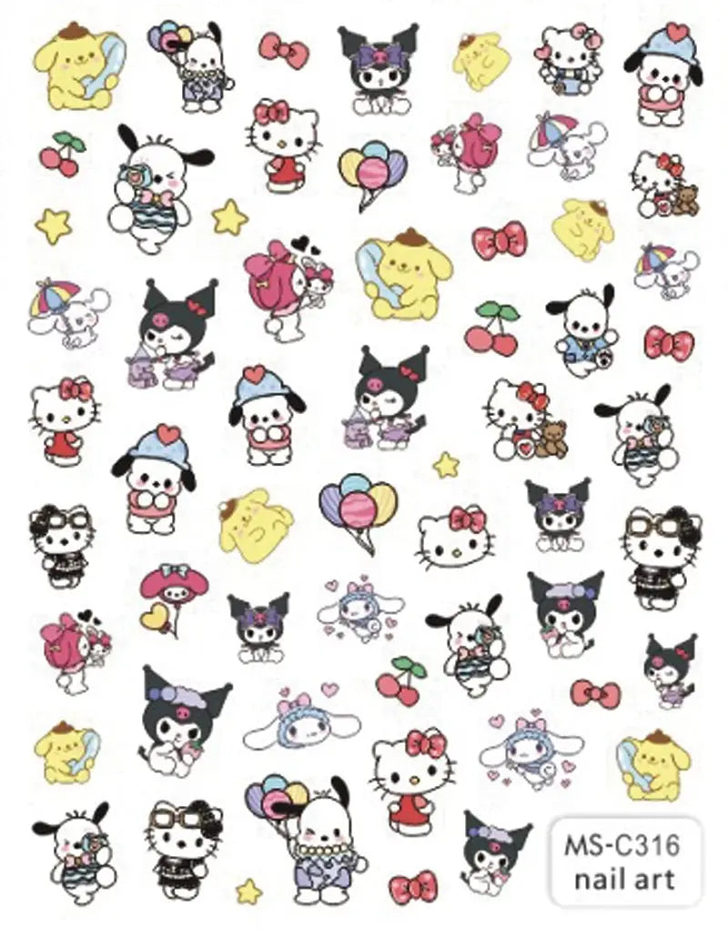 1PCS Cartoon Kawaii Pokémon Nail Stickers 3D Sanrio Hello Kitty Stickers For Nails Nails Accesories Anime Kuromi Nail Supplies from PriceLows™