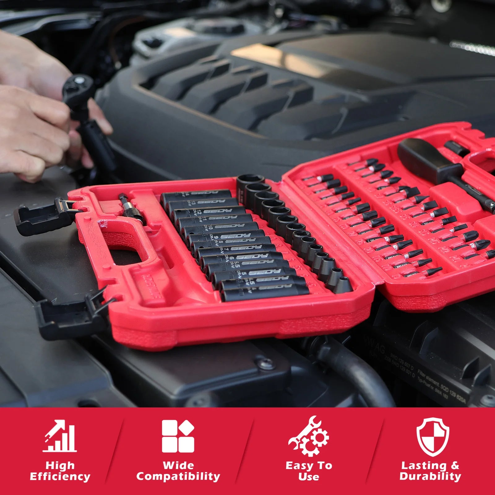 SEDY 64-Piece 1/4" Drive Impact Socket Wrench Driver-Bits Set Cr-V Metric&SAE Deep and Shallow Socket Set S2 Power Bits from PriceLows™