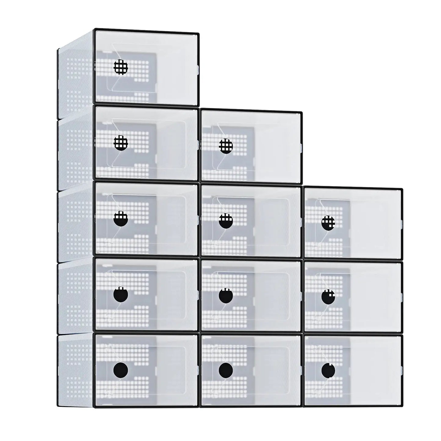 JHK 12/15 Pack Plastic Stackable Shoe Organizer with Lids for Closet Foldable Shoe Rack Sneaker Container Under Bed and Entryway Space Saving Cabinet Home Furniture from PriceLows™