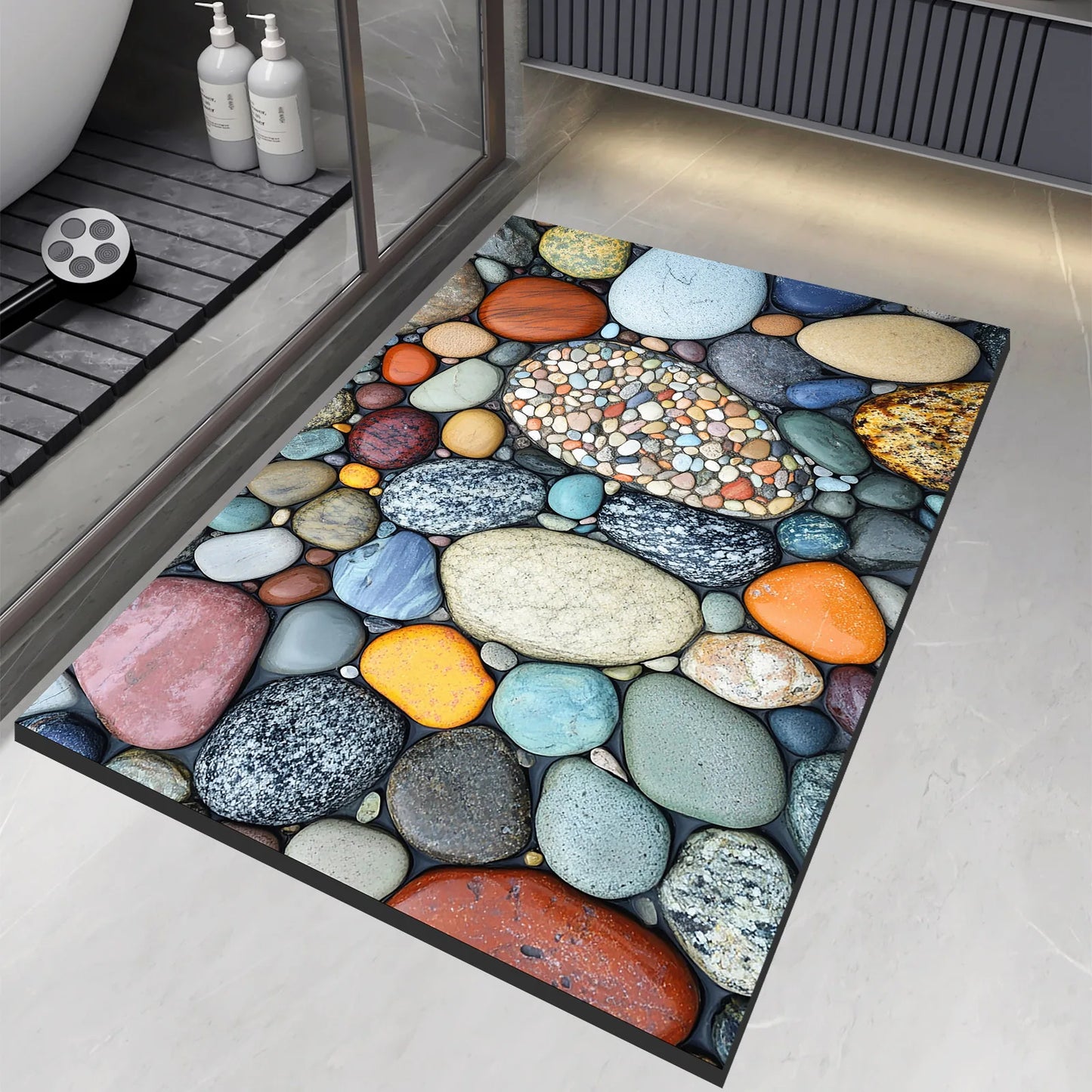 Stone Design Diatomite Bath Mat Bathroom Non-slip Shower Foot Mats Absorbent Quick Dry Toilet Rugs Carpet Doormat Washable from PriceLows™