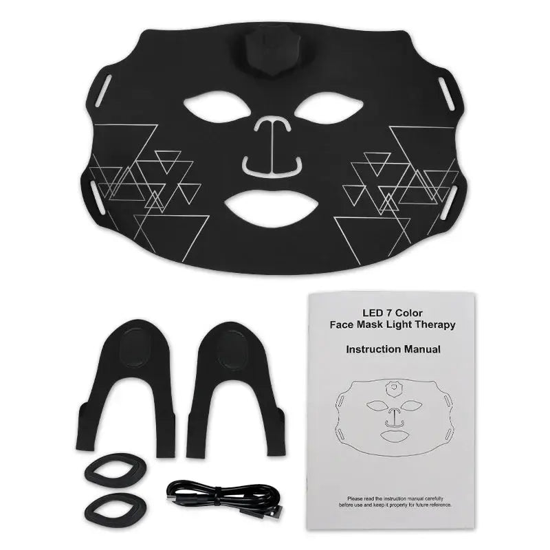 7 Color LED Face Mask or Neck with 80pcs Lights Flexible Soft Photon Red Light Facial Mask Repair Skin Rejuveration Fine Lines from PriceLows™
