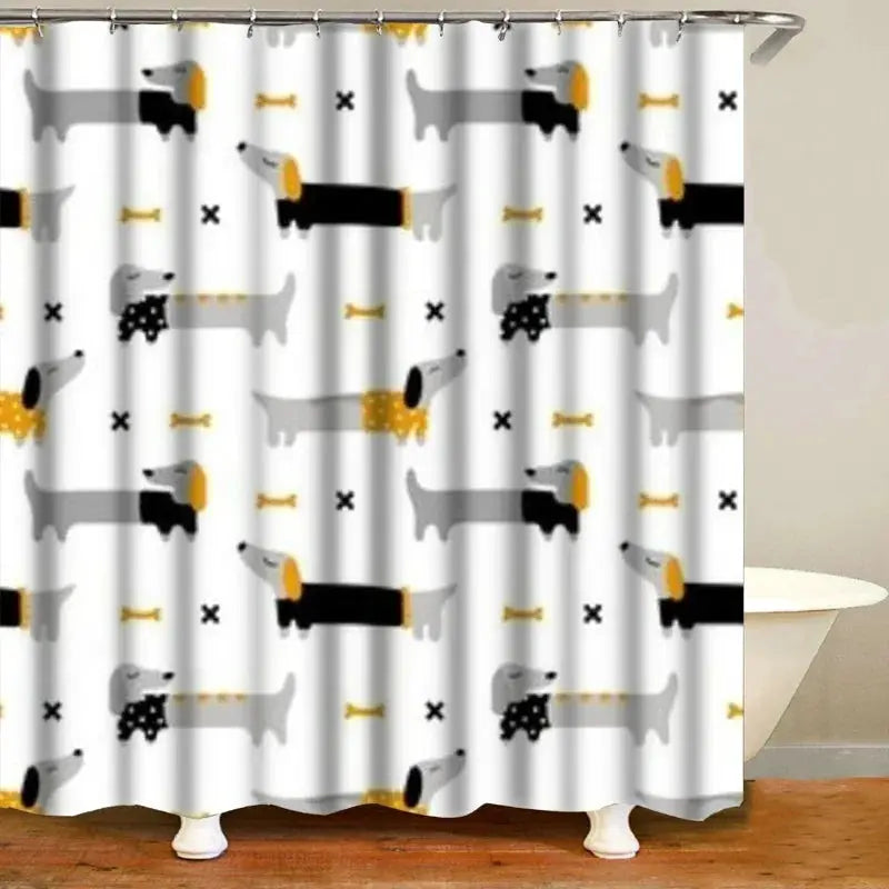 Funny Sausage Dog Dachshund Shower Curtains for Bathroom, Cartoon Dogs Bath Curtains with Cute Animals Waterproof Machine Wash from PriceLows™