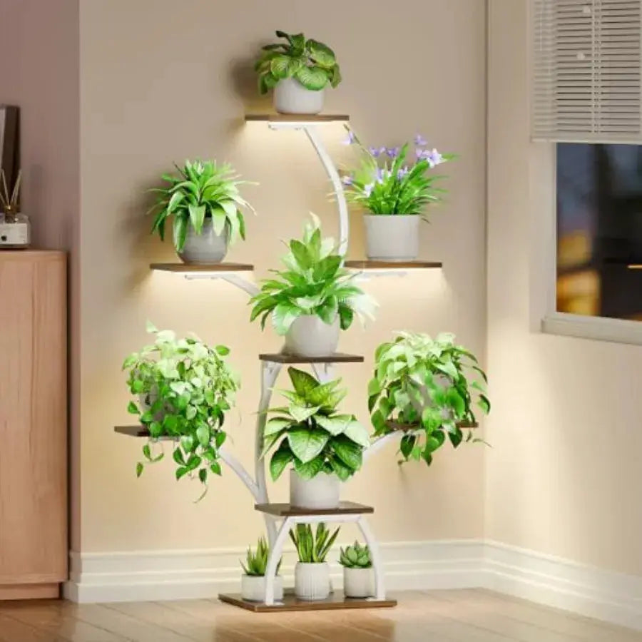 Plant Stand Indoor with Grow Lights 6 Tiered Plant Shelf Indoor 50" Corner Plant Stands for Indoor Plants Lighted Tree-Shaped P from PriceLows™