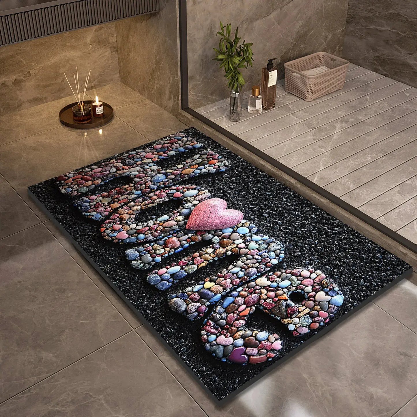 Stone Design Diatomite Bath Mat Bathroom Non-slip Shower Foot Mats Absorbent Quick Dry Toilet Rugs Carpet Doormat Washable from PriceLows™
