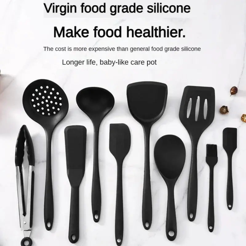 1/10PCS Food-Grade Silicone Kitchen Tools Set, Heat-Resistant Slotted Spoon for Non-Stick Cookware & Hot Pot, Multi-Use Strainer from PriceLows™